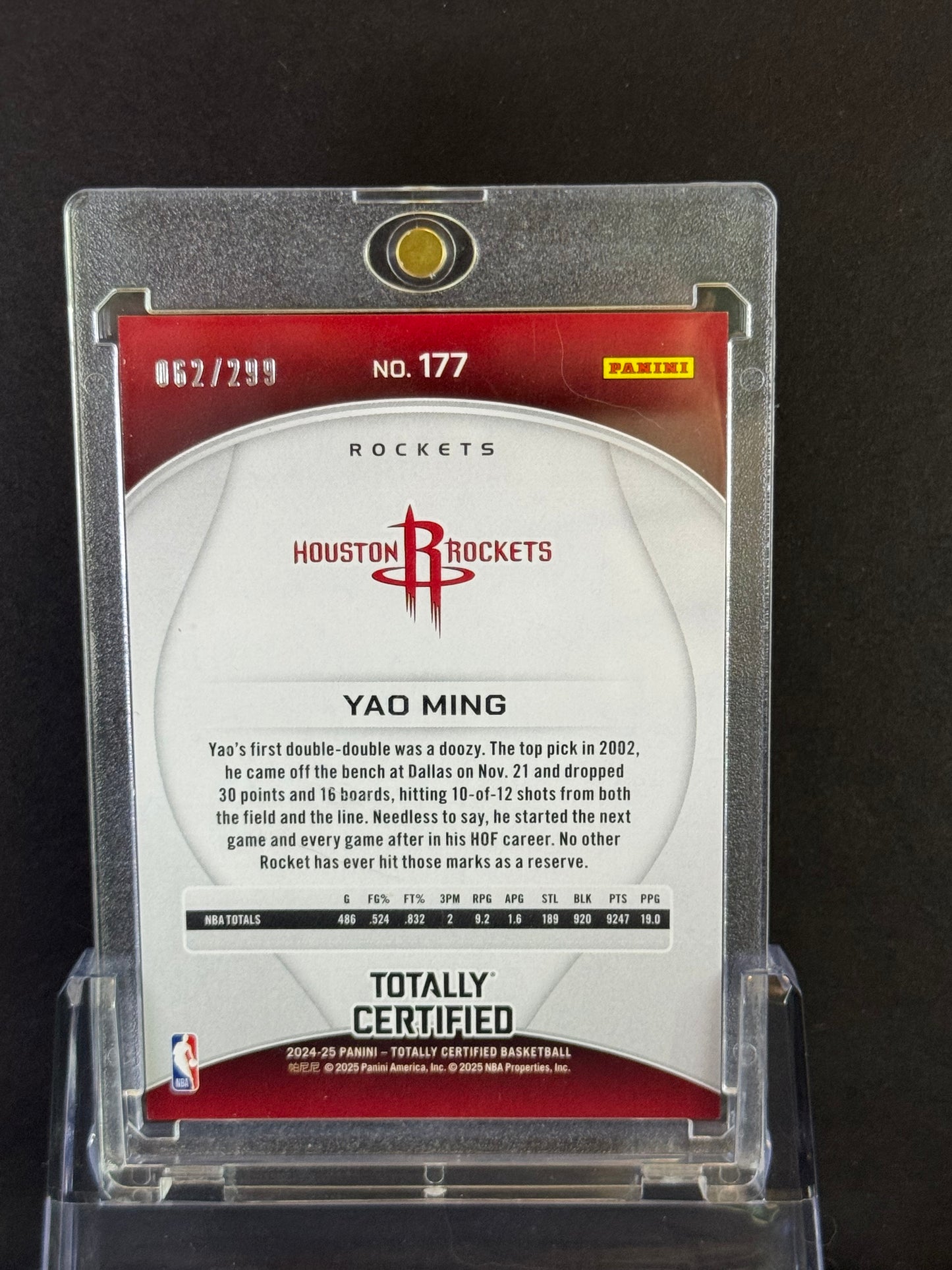 2025 Totally Certified /299 Yellow Mirror Yao Ming