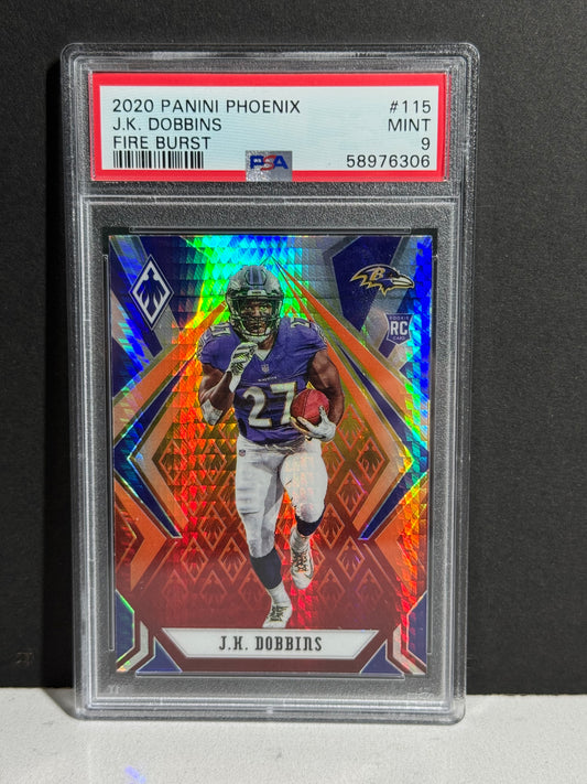 202 Panini Phoenix J.K. Dobbins Fire Burst PSA 9